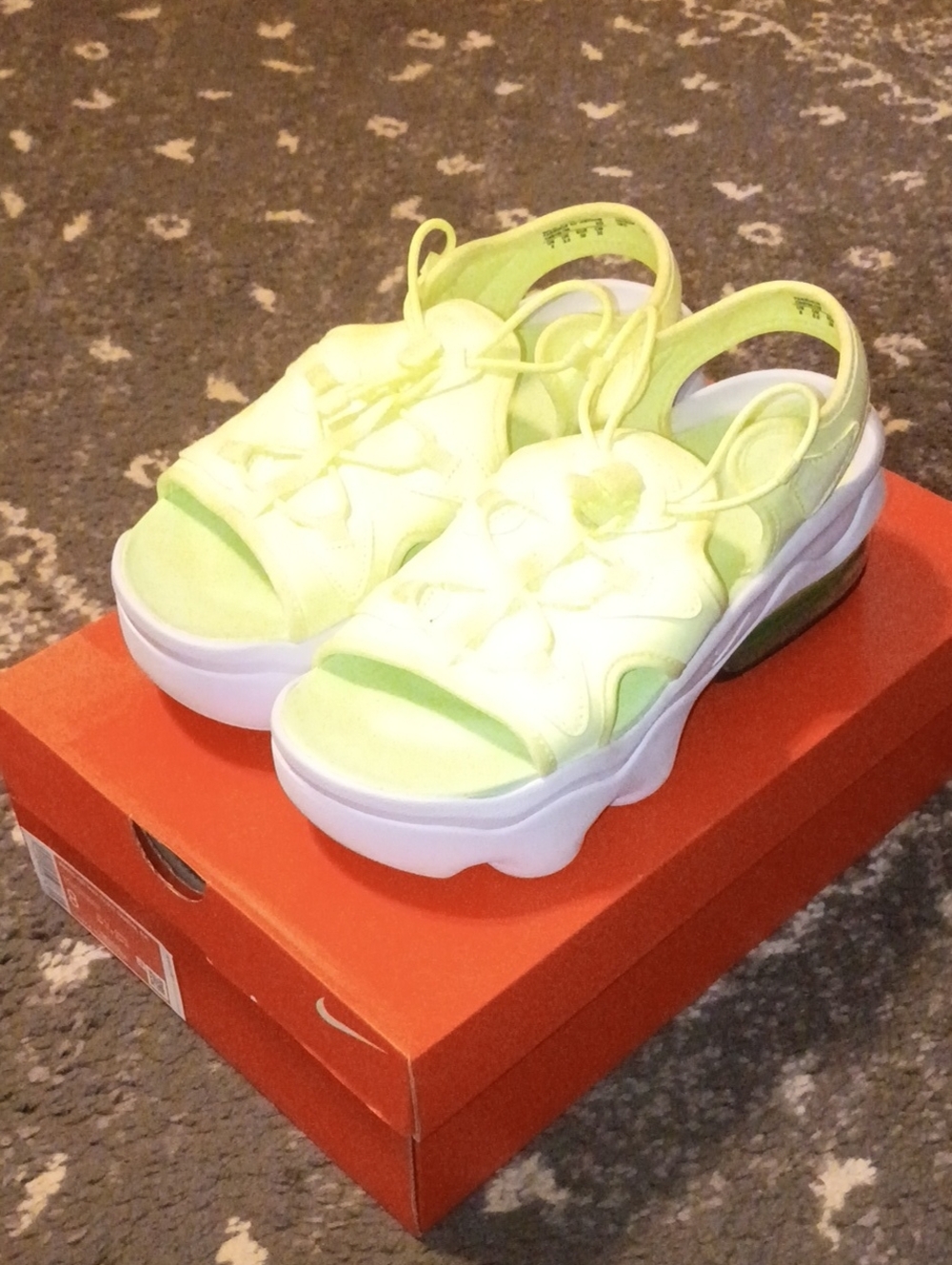 Nike Women's Air Max Koko Neon Yellow Platform Sport Sandals with Lace Toggle